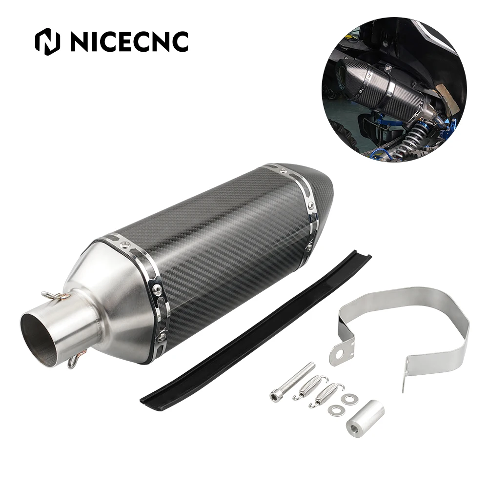 

NICECNC ATV Exhaust Pipe Muffler Slip-On for Yamaha Raptor 700 700R Raptor 2015-2023 High-quality Carbon Fiber