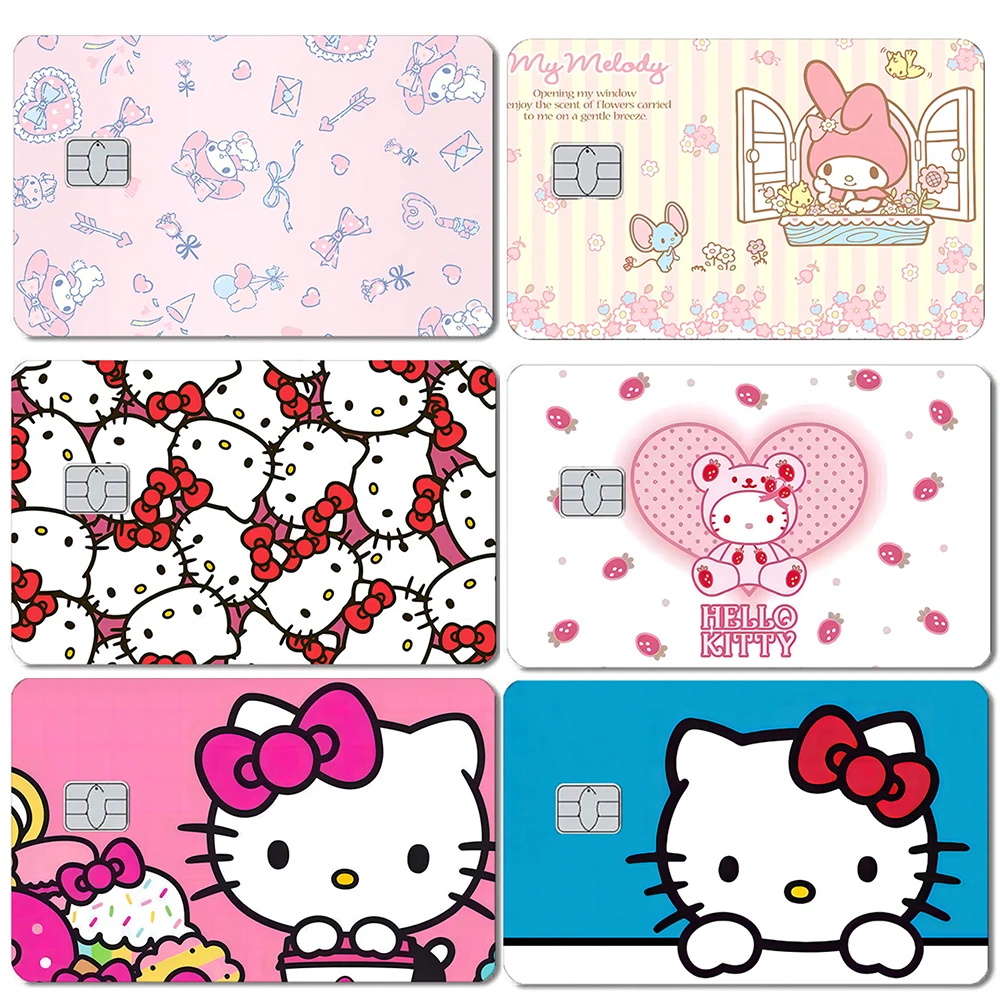 Sanrio Small Chip Credit Card Film Stickers Hello Kitty Melody HD Matte Frosted Bank Cards Waterproof Scratch-Resistant Sticker