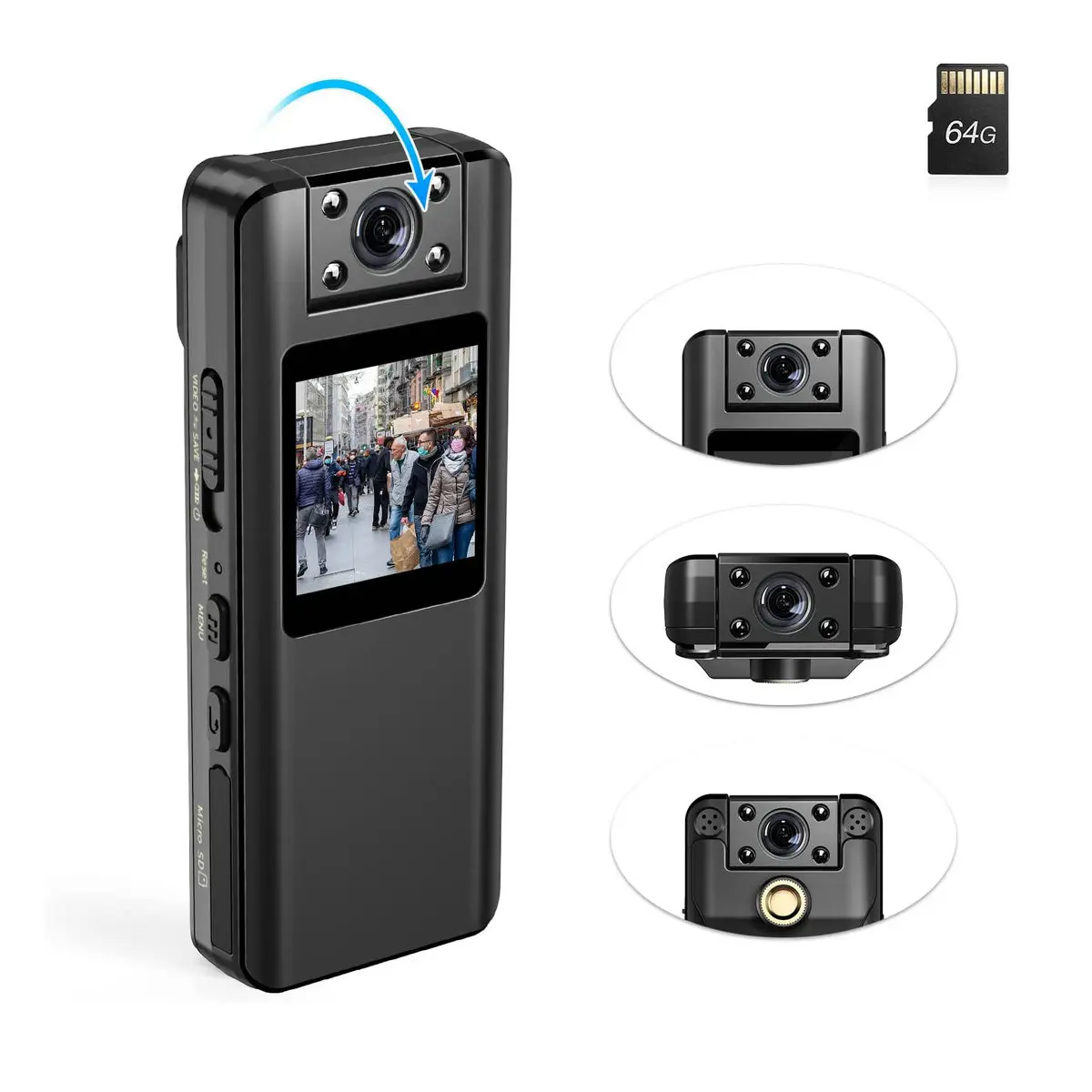 Cámara deportiva A22 Full HD 1080P DV con visión nocturna, 2200mAh, detección de movimiento, pantalla LCD, Mini videocámara, cámara de policía para