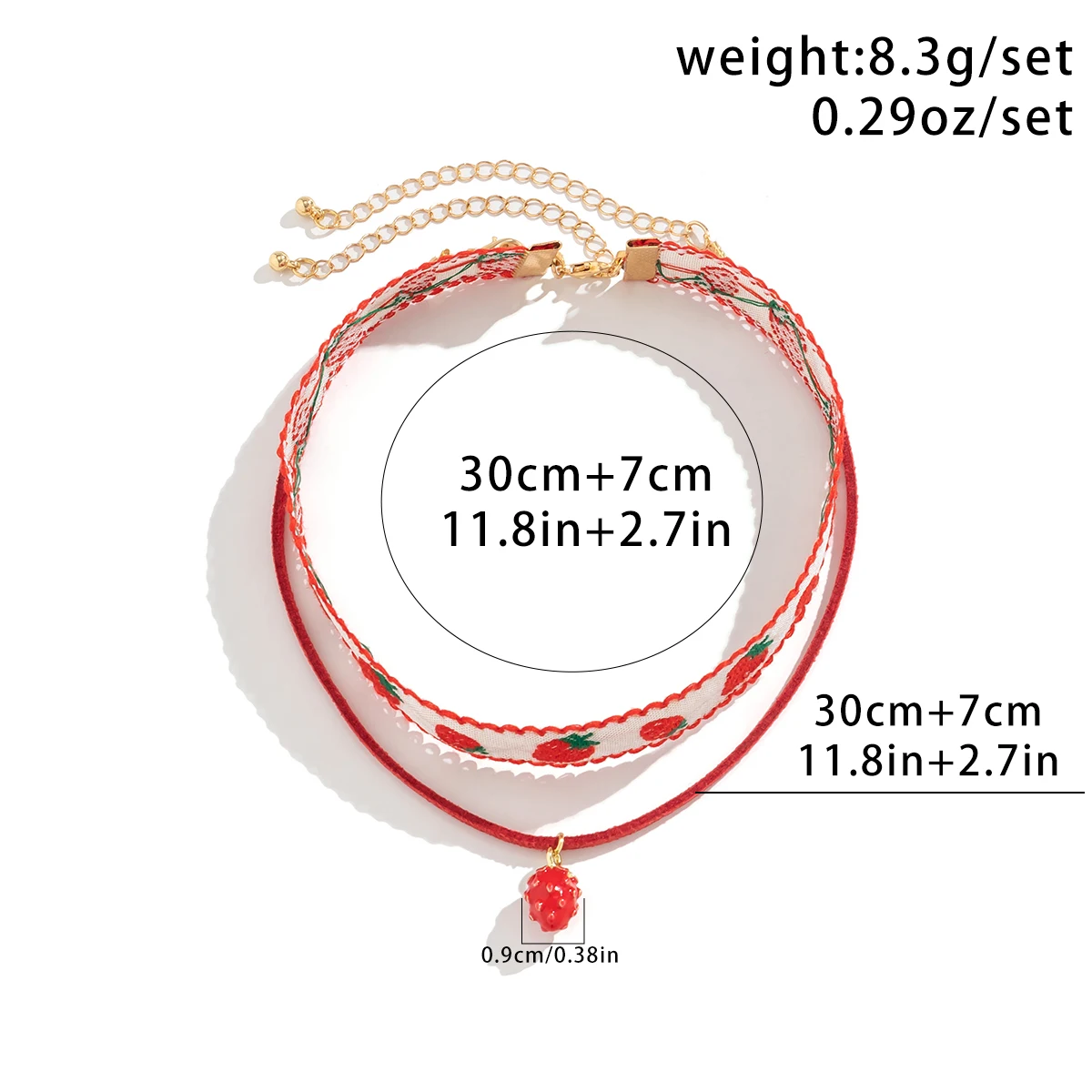 Salircon Gothic Cute Strawberry Korean Velvet Choker Exquisite Small Strawberry Pendant Lock Bone Necklace Trend Y2K Jewelry