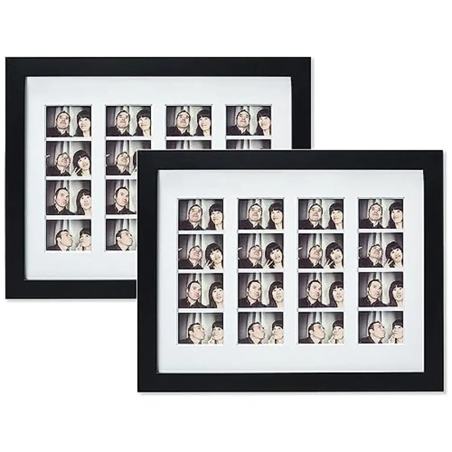 

Фоторамка 8,5x11 дюймов с подложкой для 4 фотографий 2x6 дюймов, с настоящим стеклом и подставкой, отличный подарок, черная.