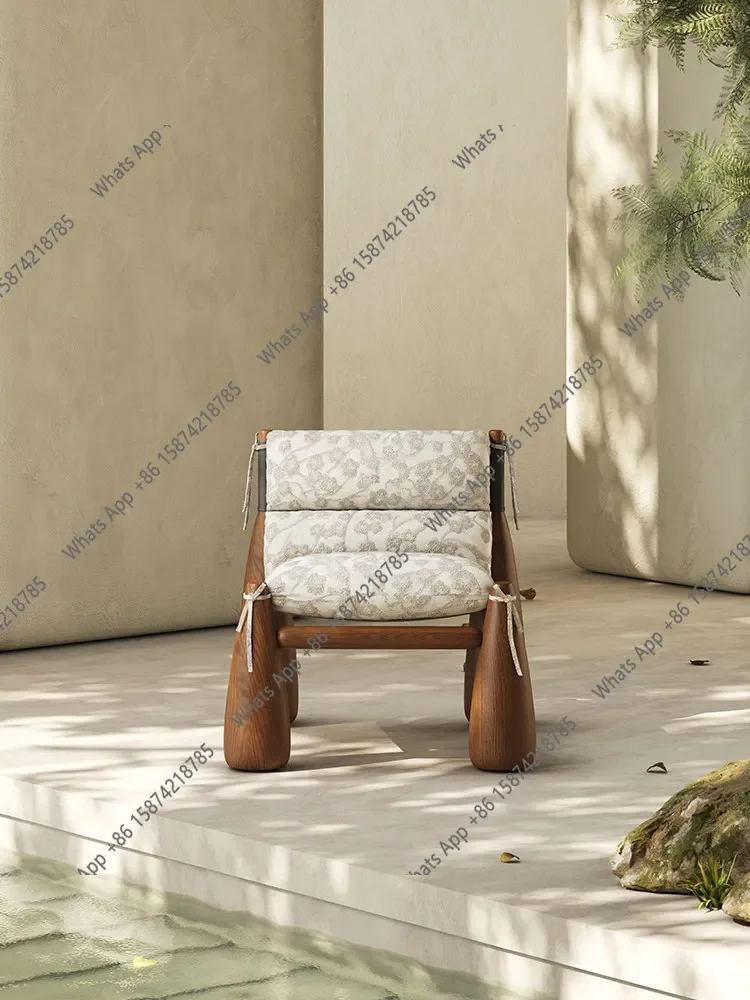 

Y64 American Antique Baseball Chair Household Living Room Solid Wood Designer Italian Fabric Leisure Sofa