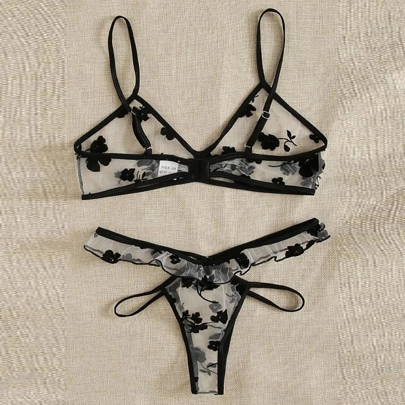 2024 Summer Women Lace Bra Set See-Through Sexy Lingerie Thin Strap Underwear Suit Floral Print Stylish Bralettes корсет женский