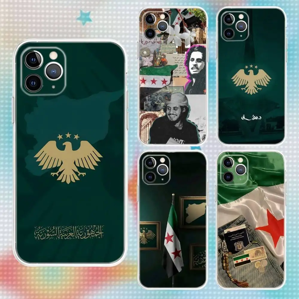

Syria Syrian Flag National Emblem Eagle Transparent Non-Slip Phone Case For iPhone 17,16,15,14,13,12,11,Air,X,XR,Pro,Max,Plus