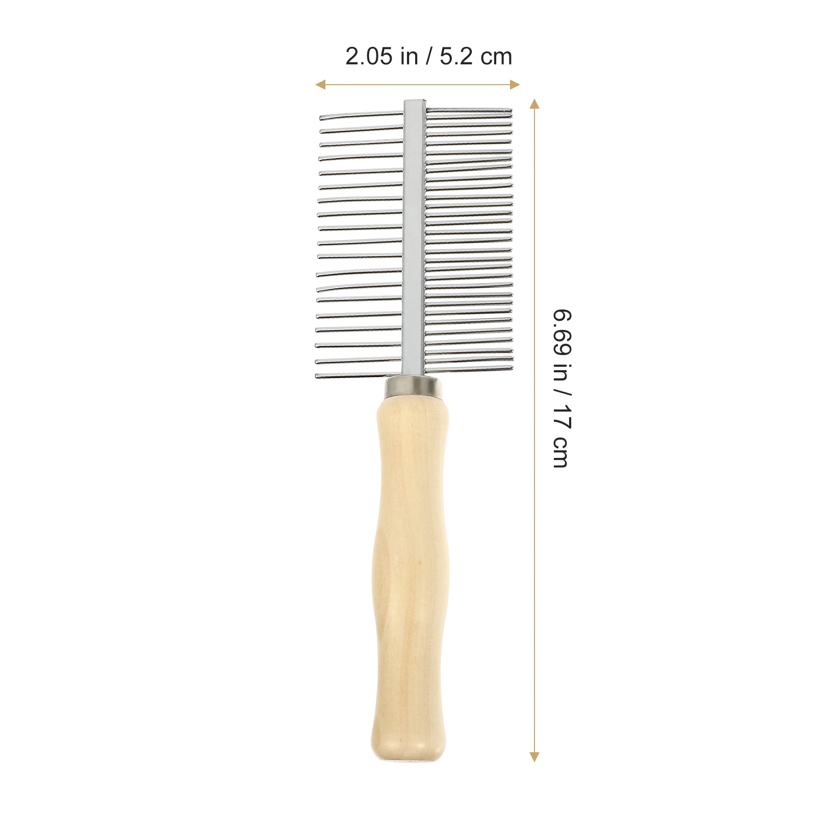 

Double Sided Stainless Steel Pet Grooming Brush Comb Wood Handle 17X5.2Cm Durable Fine Normal Teeth Dog Cat Remover Tool Pet