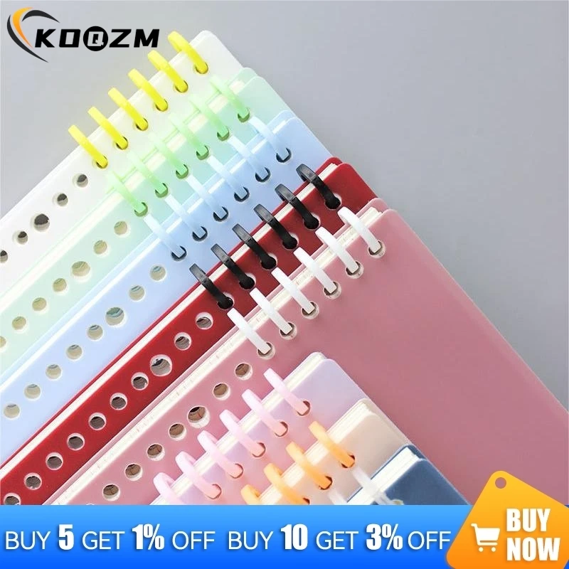 1/6/12Pcs/set  Candy Color Loose-leaf Plastic Binding Ring Spring Spiral Rings A4 A5 Paper Notebook Stationery Binding Clip