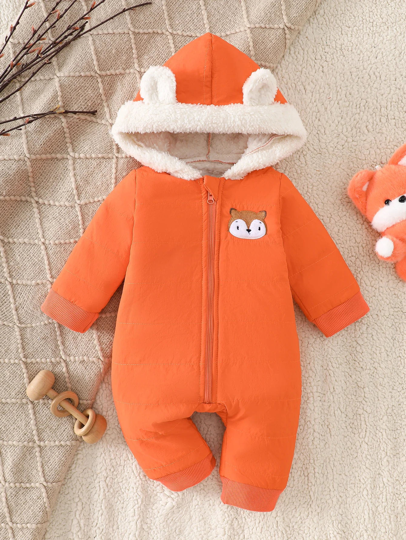 

IURNXB Baby Romper Warm Fleece Newborn One-piece Thicken Jumpsuit Hooded Infatn Plush Outwear Homewear Outfits Winter 1-18M