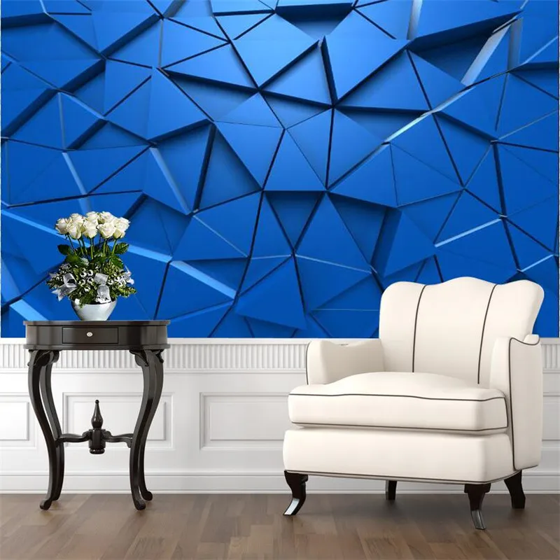 

Modern Technology 3D Stereoscopic Blue Geometric Triangle Mural Wallpapers for Living Room Office Industrial Decor Wall Paper 3D