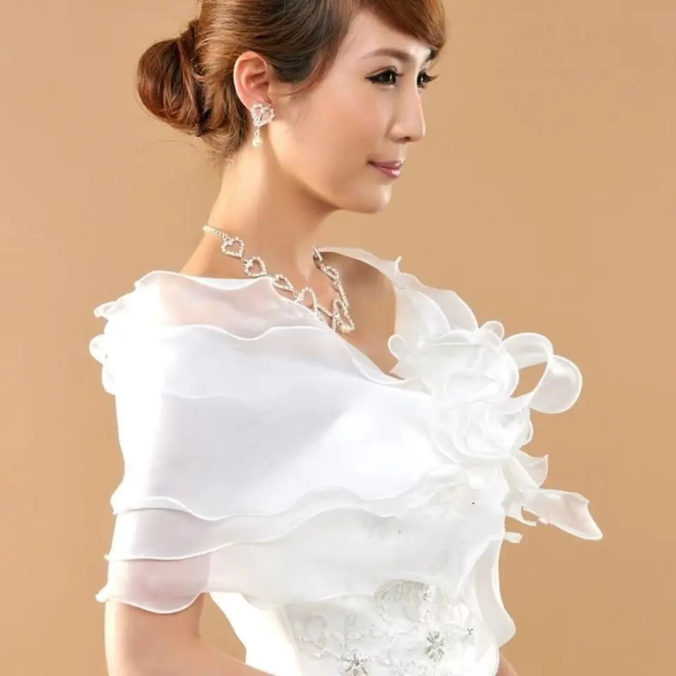 

New Wedding Bolero Ruffles Short Women Bridal Cape Red White Cloak Cheap Wedding Accessories