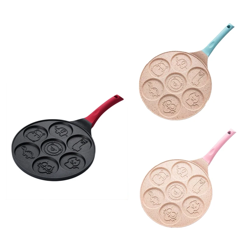 Seven-Hole Breakfast Pan Multi-Function Pancake Pan Animal Face Mold Small Frying Pan Egg Non-Stick Frying Pan