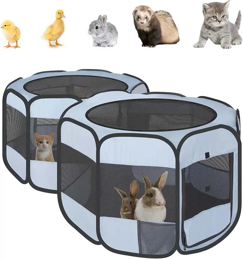 

Small Animals Playpen Pop up Small Pet Cage Enclosure Tent Chick Run Brooder Coop Foldable Kennel for Kitten Ferret Puppy Guinea