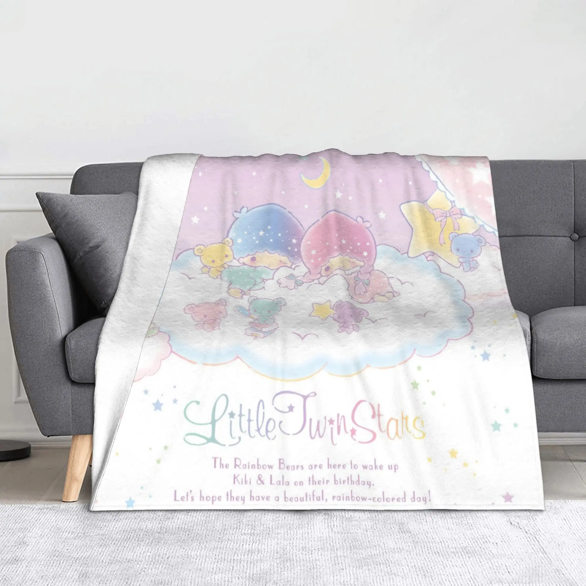 

Little Twin Stars Cartoon Anime Blankets Flannel Decoration Multifunction Throw Blankets for Bedding Travel Rug Piece