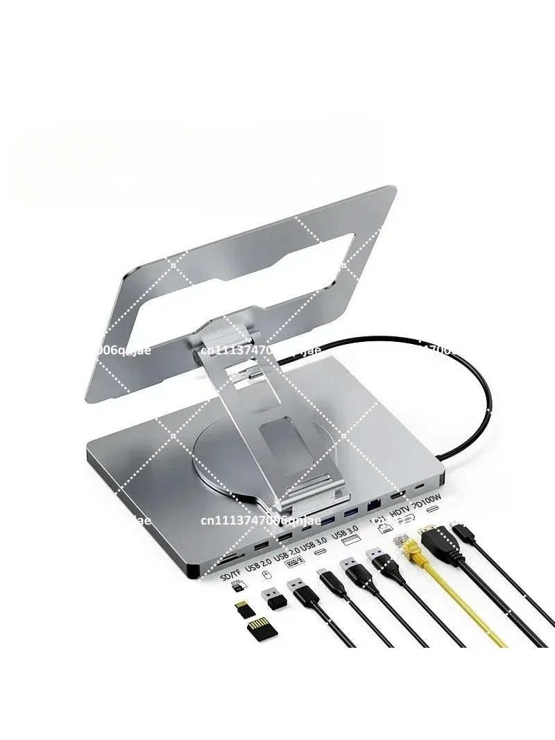 laptop-stand-docking-station-type-c-10-in-1-4k-60hz-mesh-port-rotating-folding-universal-docking-station