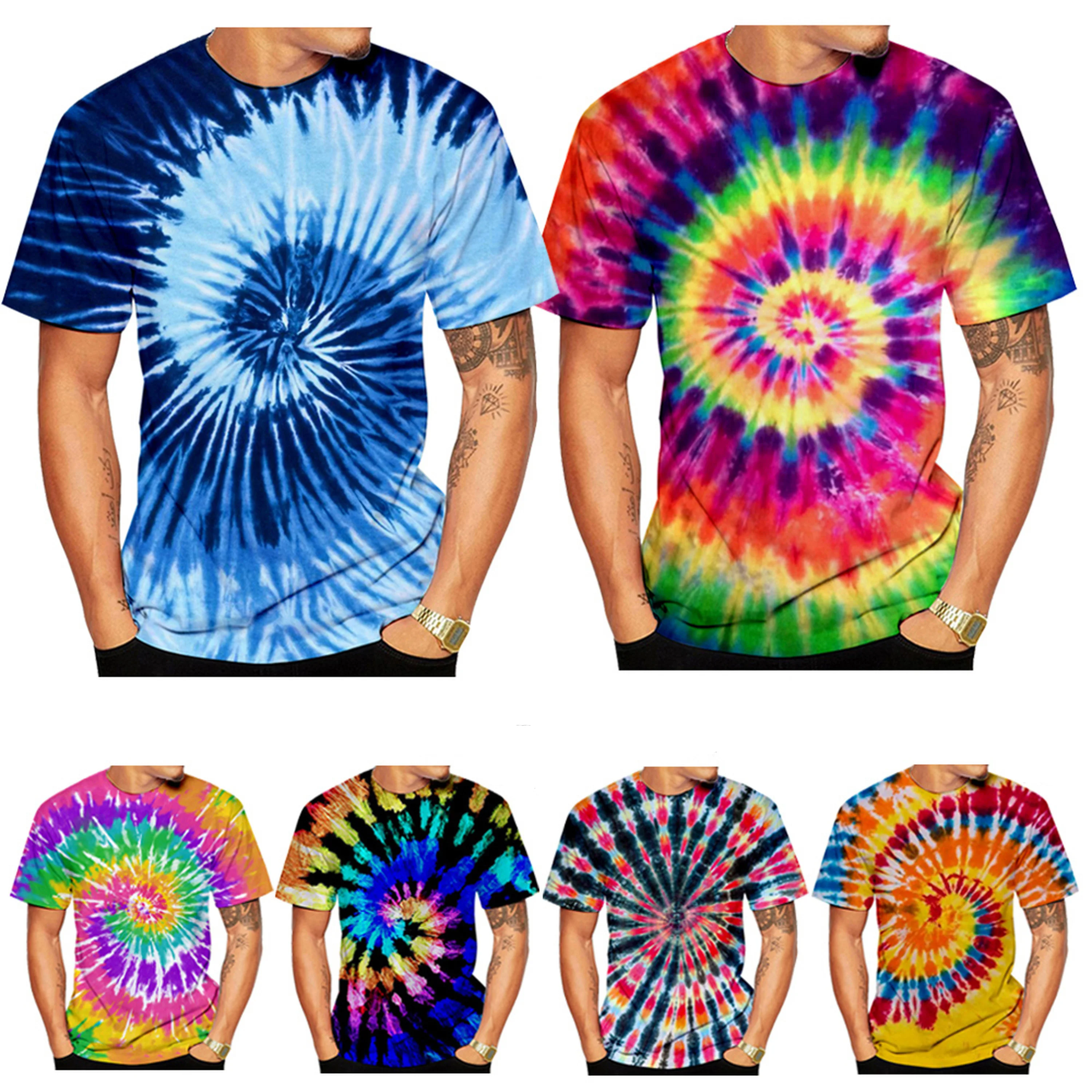 New Fashion Tie-dye 3D Printing T-shirt Spiral Circle T Unisex Casual Short-sleeved Sports Shirt Top