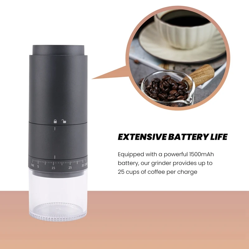 Portable Battery Powered Burr Coffee Grinder With 38 Adjustable Settings, For Travel, Camping, Office,Espresso,Pour Over