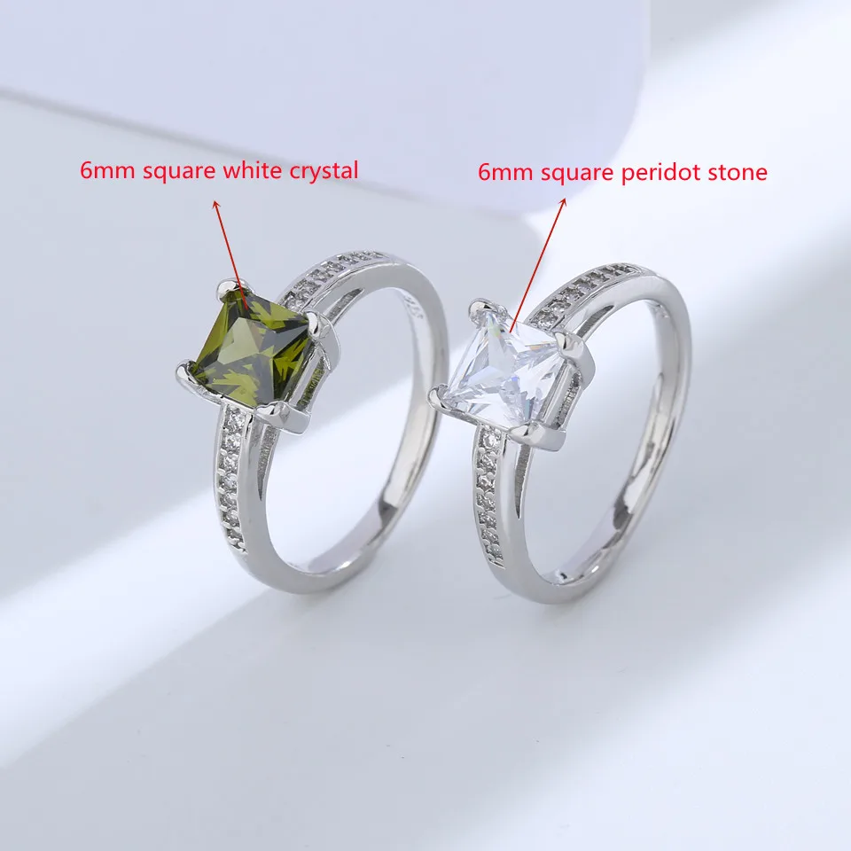 Buyee 925 Sterling Silver Crystal Ring Classic Wedding Ring Finger for Woman Girl Luxury Fine Jewelry Circle