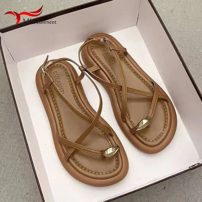 

Summer Cross Toe Clip Sandals Women New Outside Flat Sole Casual Fashion Open Toe Sandalias Beach Flip Flops Shoes Zapatos Mujer