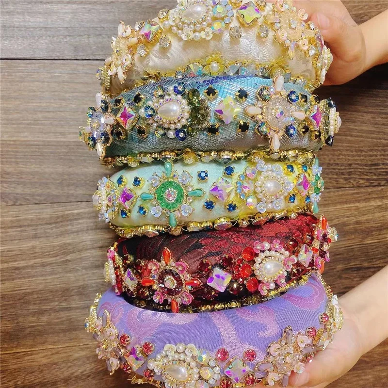 2024 New Design Handmade Retro Baroque Rhinestone Crystal Headbands For Women Jewelry Accessories Hairband High Quality Headwear