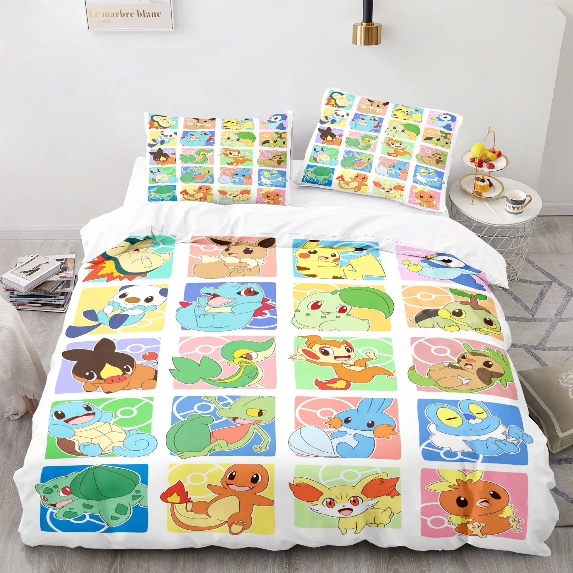 Pokemon Pikachu Bedding Set 3D Home Duvet Cover Bedroom Decor For Kids Boy Girl Duvet Cover Queen King Size