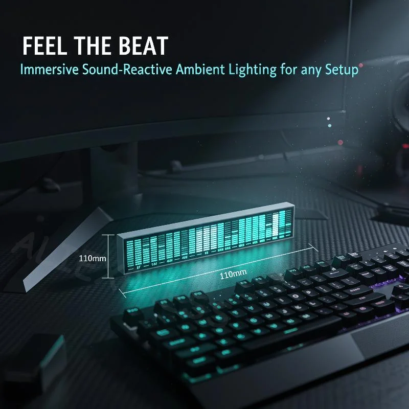 [M] 1Pcs LED Music Visualizer Light 6 Dynamic Modes Sound Activated Atmosphere Lamp 7 Gear Brightness Adjust