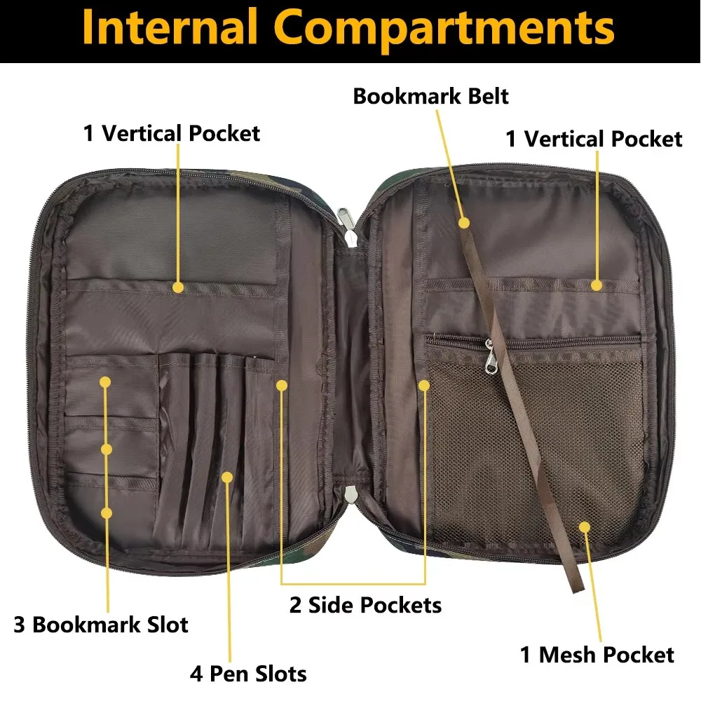 غطاء الكتاب المقدس المقاوم للصدأ، حقيبة الكنيسة، حقيبة الكتاب المقدس الواقية مع مقبض وجيب بسحاب هدية للأب #3