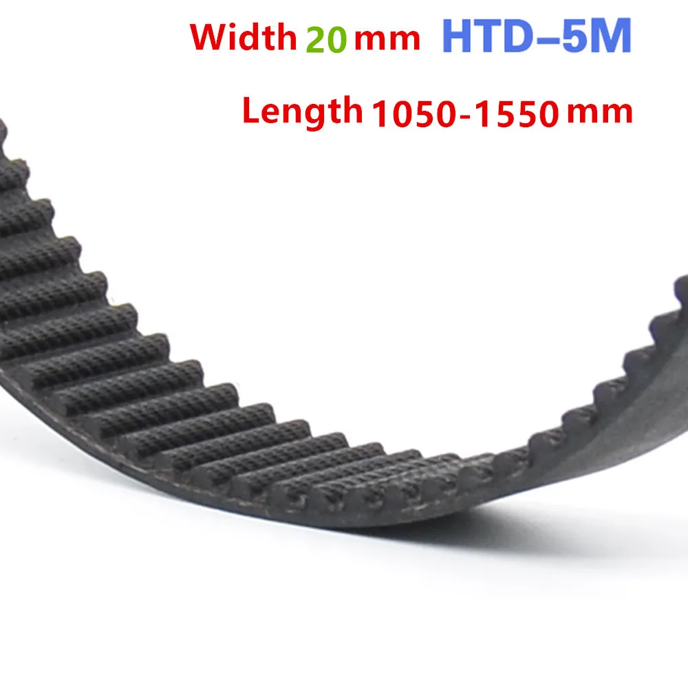 HTD 5M Timing belt Pitch Length 1050/1090/1150/1190/1280/1300/1375/1425/1455/1550mm Width 10mm-30mm Rubber 1050-5M/1550-5M