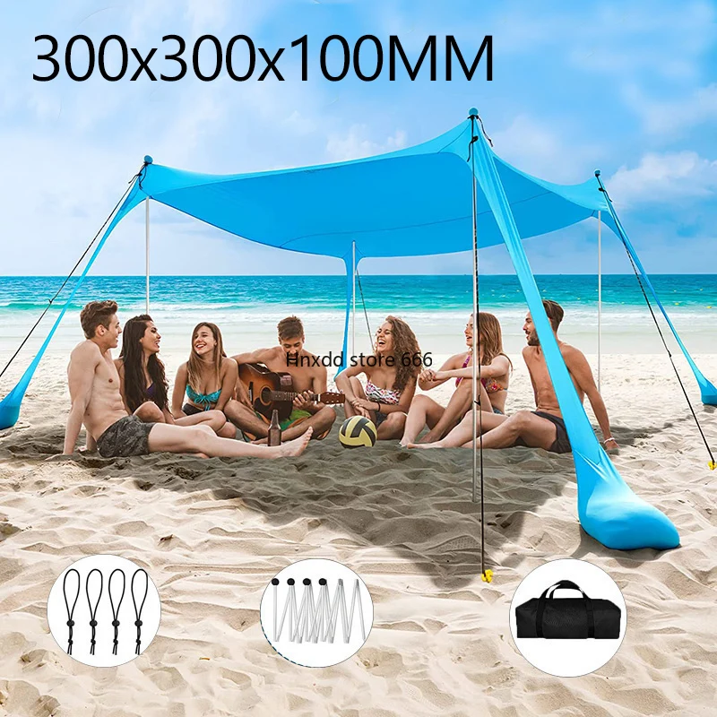 

Family Beach Awning 3x3 Outdoor Beach Tent Folding Tents Large Sunshade Camping Shades Tents Windproof Beach Canopy Tents