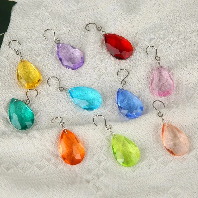 Crystal Suncatcher,Hanging Clear Teardrops Prisms Pendants with Hook for Windows Lamp Christmas Tree Decorations Home Decor