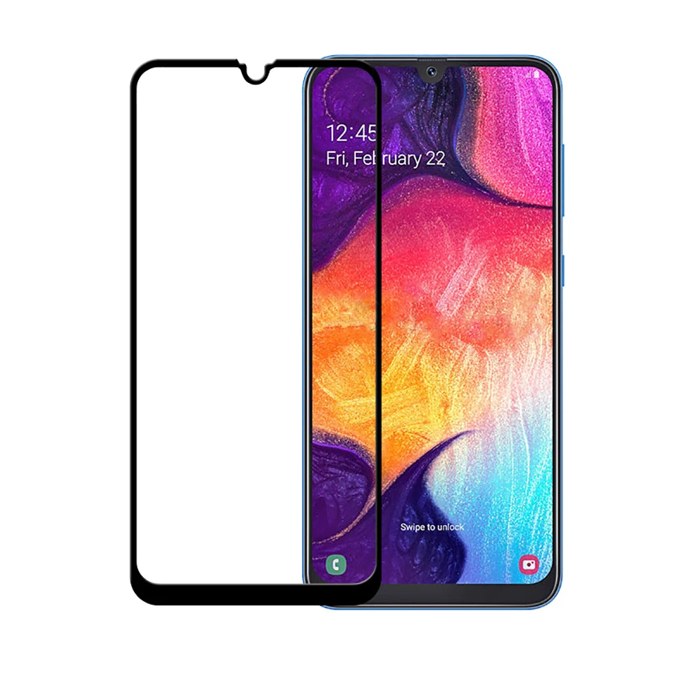 2 unids/lote 9D película protectora de vidrio curvada para Samsung Galaxy A10 A20 A30 A40 A50 Protector de pantalla cubierta completa de vidrio templado