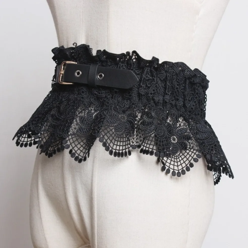 Elegant สีทึบลูกไม้ Cummerbunds ยืดหยุ่นปรับ PIN BUCKLE เข็มขัดรัดตัวกระชับสัดส่วนเอว Seal เข็มขัดกว้างชุด