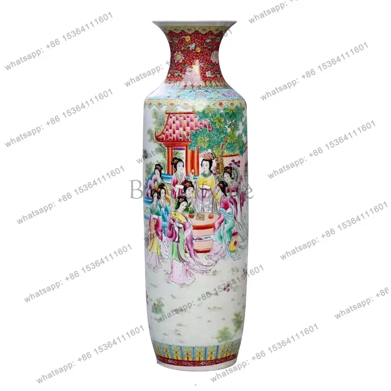 Jingdezhen ceramic hand-painted floor-to-ceiling large vase Chinese living room large ornament