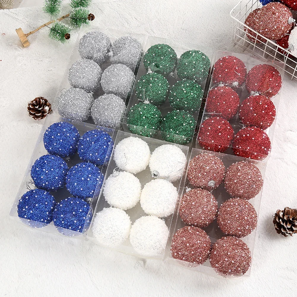 6 stks 8 cm Kerstbal Ornamenten Boom PET/PS Ballen Decoraties Voor Vakantie Bruiloft Huis Tuin Decoratie