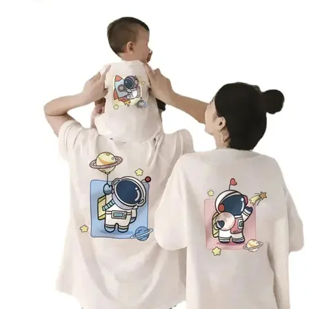 아빠 엄마와 나 가족 일치하는 옷 만화 우주 비행사 티셔츠 아빠 엄마와 나 아버지 아들 어머니 딸 의상