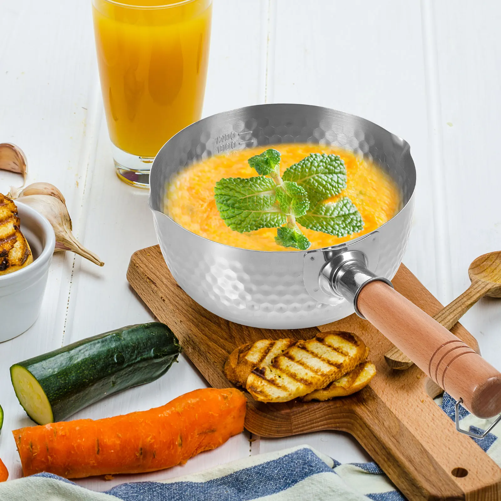 

Japanese Milk Asian Cooking Saucepan Handle Ramen Soup Porridge Stainless Steel Cookware 2 Quart Donabe Burner Pan