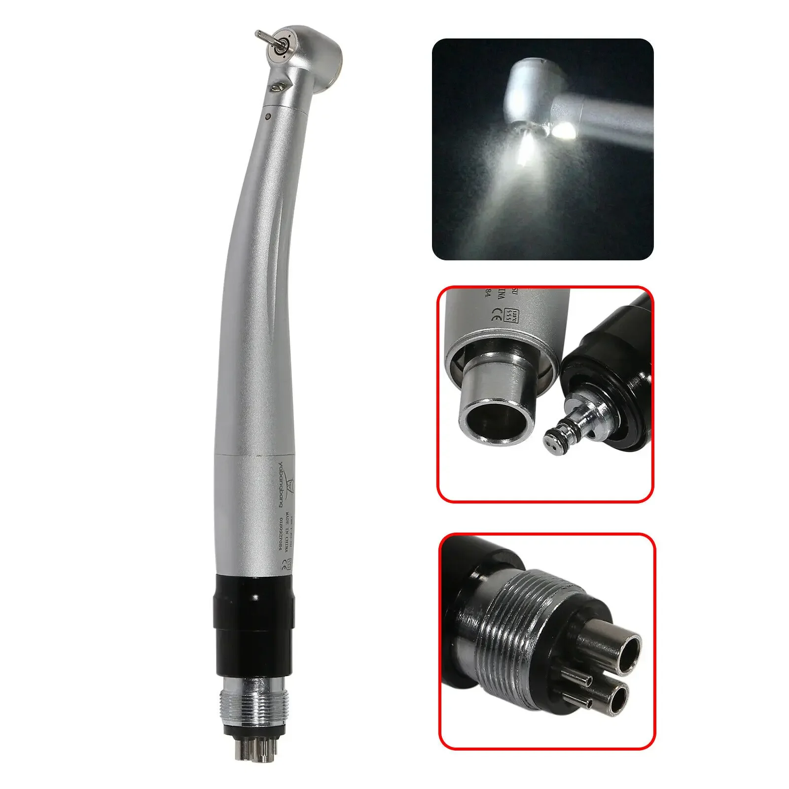 NSK type Dental Fiber Optic LED Turbine E-generator High Speed Handpiece Push Button With 4-Hole Quick Coupler