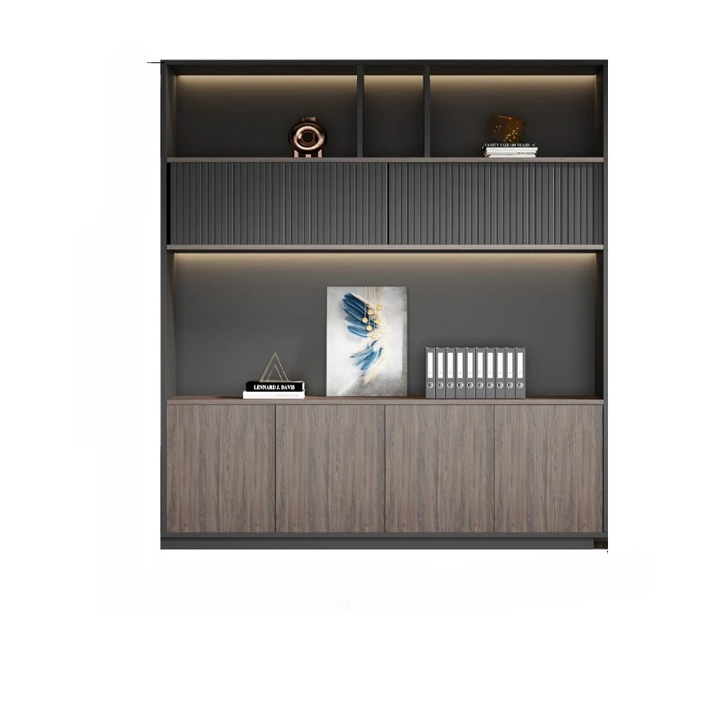 

Modern Minimalist File Cabinet Wooden Office Bookcase Glass Door Floor-to-Floor Locker Furniture