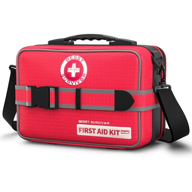 

Upgrade Comprehensive Premium First Aid Kit,Labeled Compartments Trauma Kits with Shoulder Strap,Large Emergencies Medical Kits