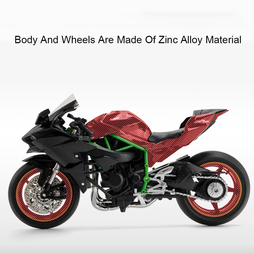 1:12 카와사키 H2R ZX-10R 합금 다이캐스트 오토바이 모델 장난감 자동차 시뮬레이션 금속 오토바이 소리와 빛 컬렉션 어린이 장난감 선물