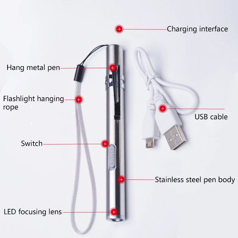 F92C Mini Mini Nevanless Steel Light с USB -зарядным кабелем для кемпинга на открытом воздухе