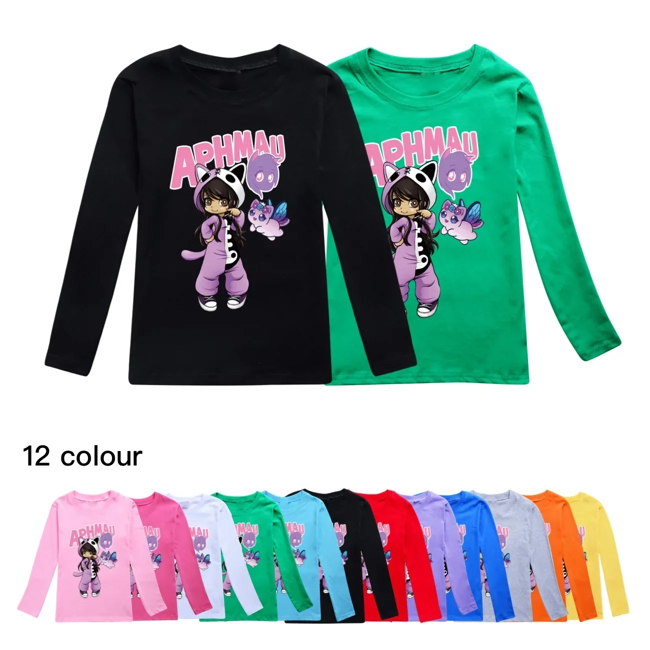 

2-16Y Anime APHMAU Clothes Kids Spring T Shirt Baby Boys Long Sleeve Tops Toddler Girls COTTON T-shirt Children Fashion Clothing