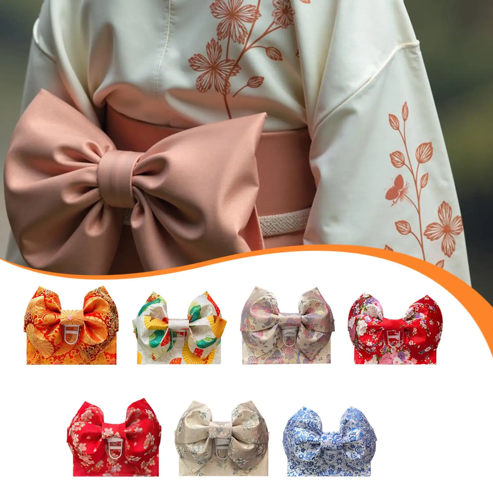 

Широкий пояс-оби для кимоно, японский пояс с бантом, элегантный женский тканевый пояс для традиционных фестивалей и выступлений