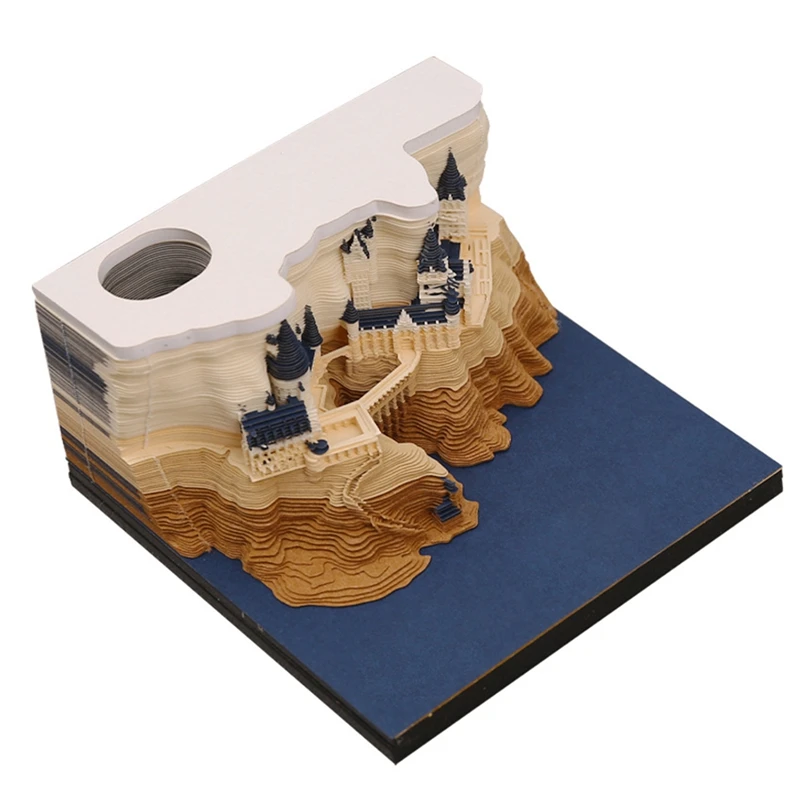 Castelo Note Paper Com Luzes, 3D Notepad, Calendário, Papelaria Acessórios, Presente, 2024, 1 Pc