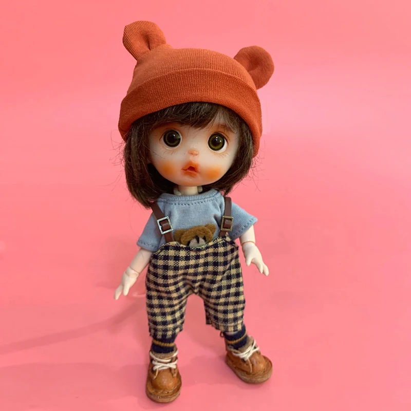 Handmade Ob11 Doll Clothes Cute Bjd Dolls Bear Ears Hats Mini Doll Accessories For GSC YMY Molly Body9 1/12 Doll