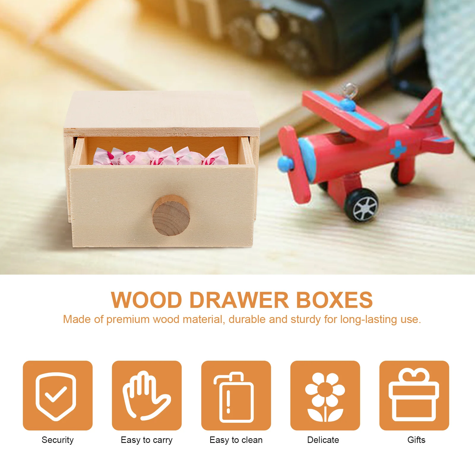 3 قطع من صناديق الأدراج الخشبية، تخزين ممتاز مصقول يدويًا للأطفال، مستحضرات التجميل والمجوهرات، منظم الحلوى، صندوق خشبي مصنوع يدويًا #5