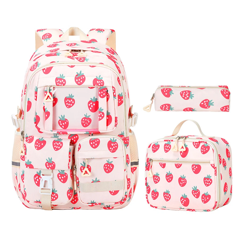 3-teiliges Set, süßer Kinder-Teenager-Rucksack mit Lunchtasche, Federmäppchen, Büchertasche mit mehreren Taschen für Grundschüler, Mittelschüler, Mädchen