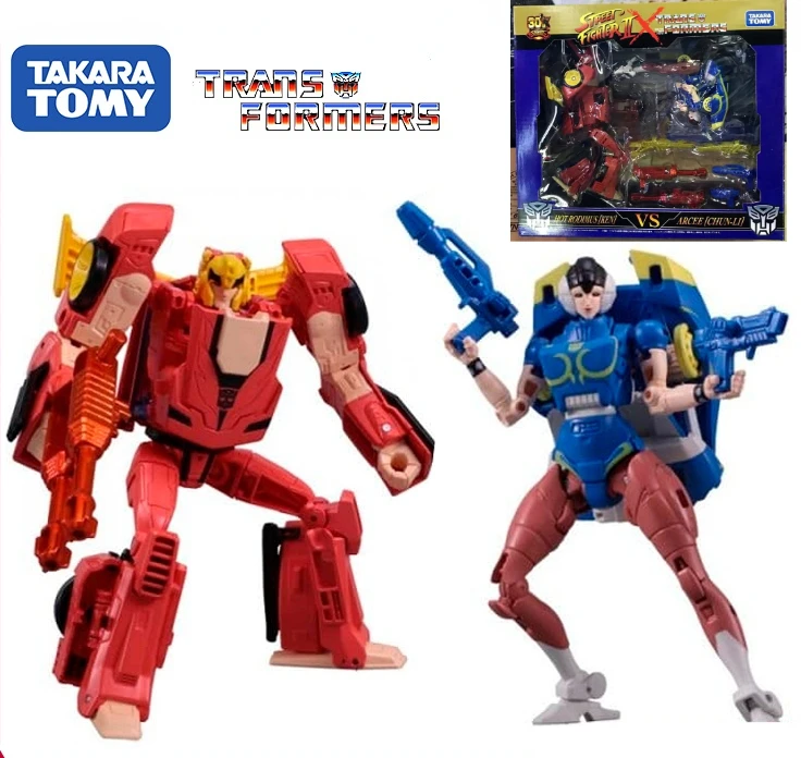 

In Stock Takara Tomy Transformers Joint Street Fighter 30th Anniversary Special Edition Chun-Li &Ken Ryu&Vega Action Figure