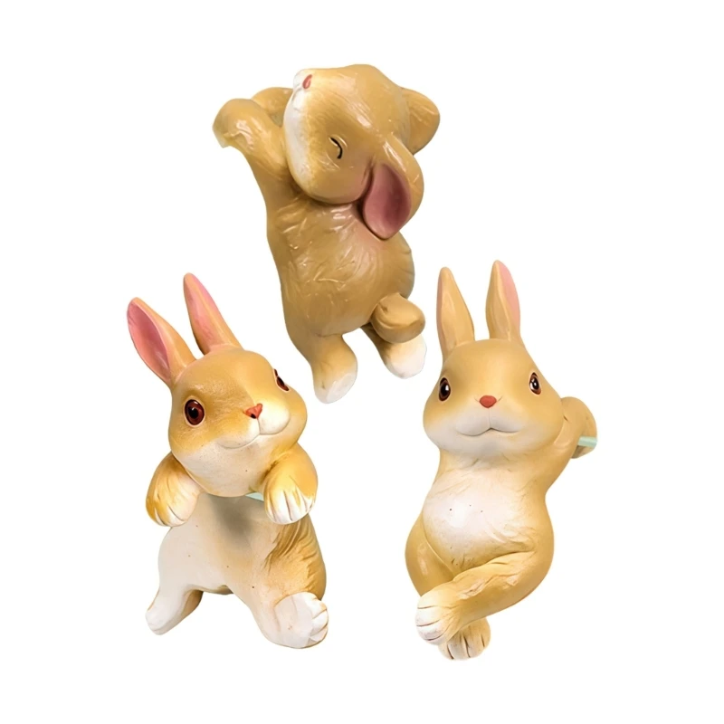 E8BD Pack of 3 Eye Catching Rabbit Plant Pot Perfect for Flower Planting and Fish Tanks Enhancement Easy Hanging