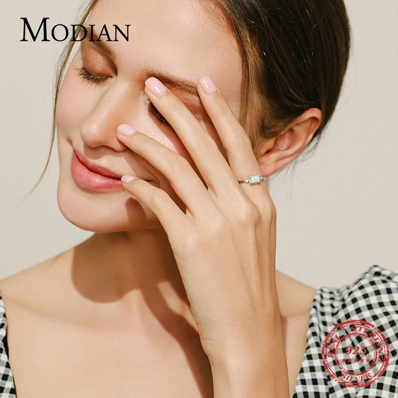 MODIAN Real 925 Sterling Silver Fantastic Natural Opals Finger Rings For Women Wedding Anniversary Jewelry Fine Accessories Anel