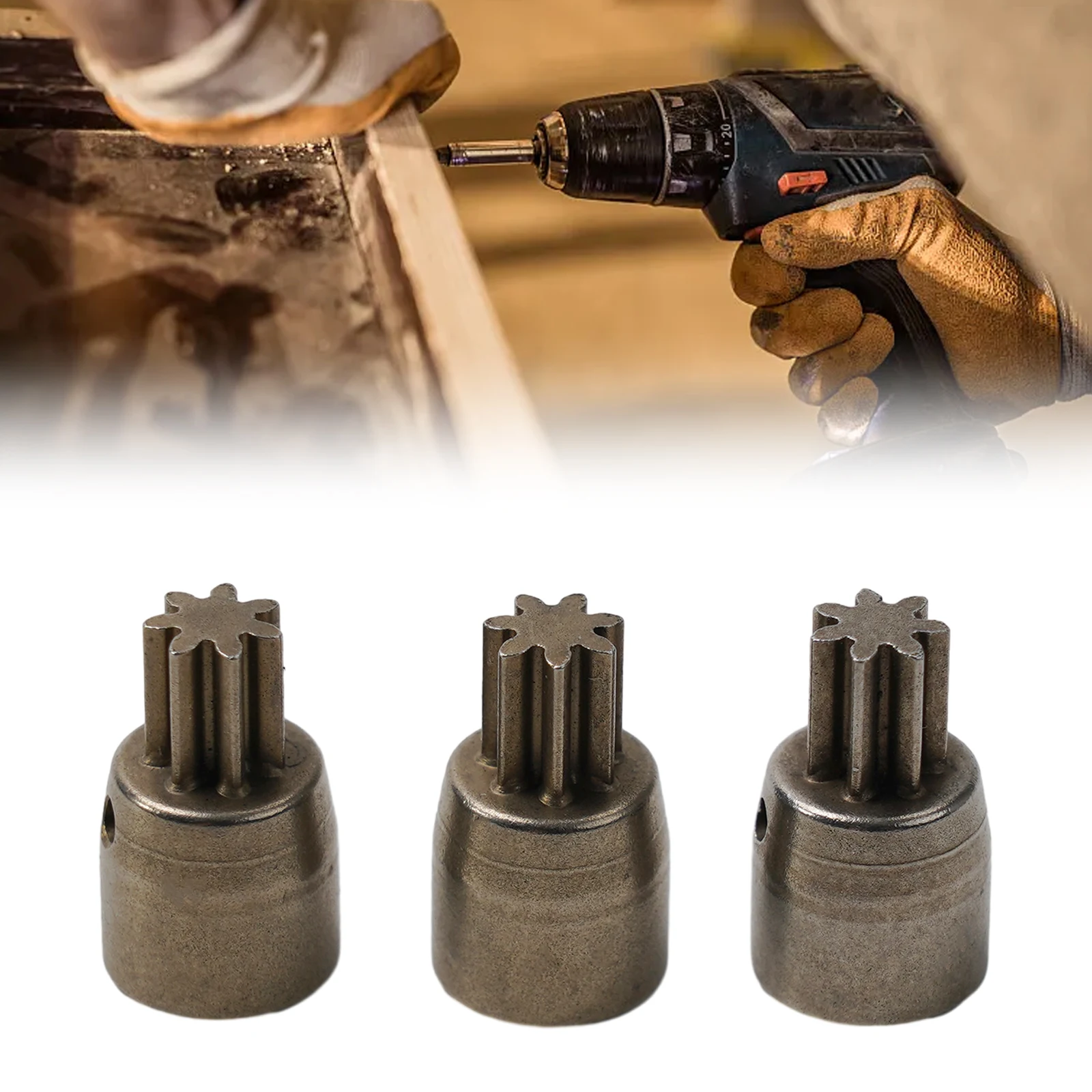 3 Piece 7T Gear Kit for 2106 Brushless Electric Wrenches Motor Sleeve Style Replacement Gear with 4.98mm Internal Diameter