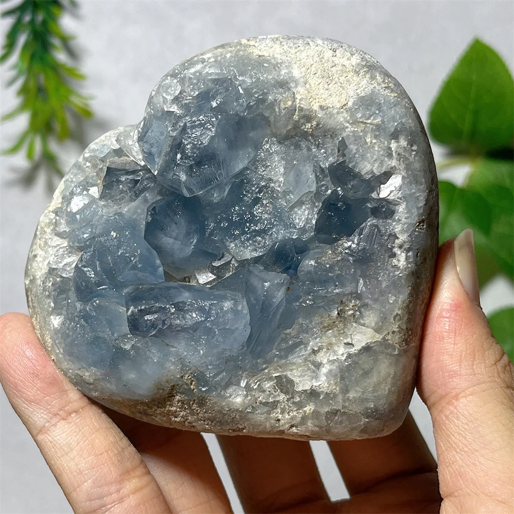 

Crystal Natural Celesite Heart Specimen Raw Cluster Blue Stone Quartz Reiki Mineral Spiritual Reiki Home Decoration